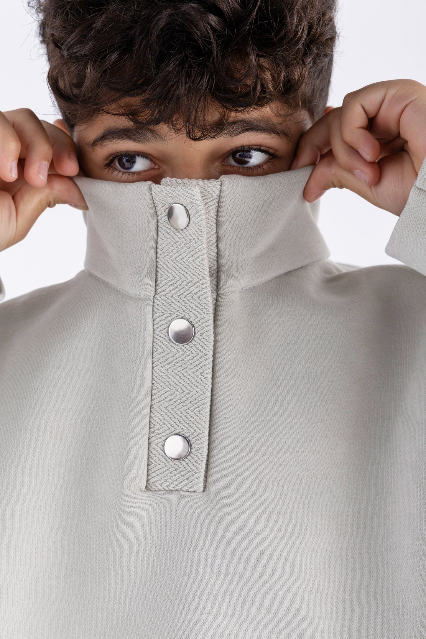 Snap-Mock Sweatshirt