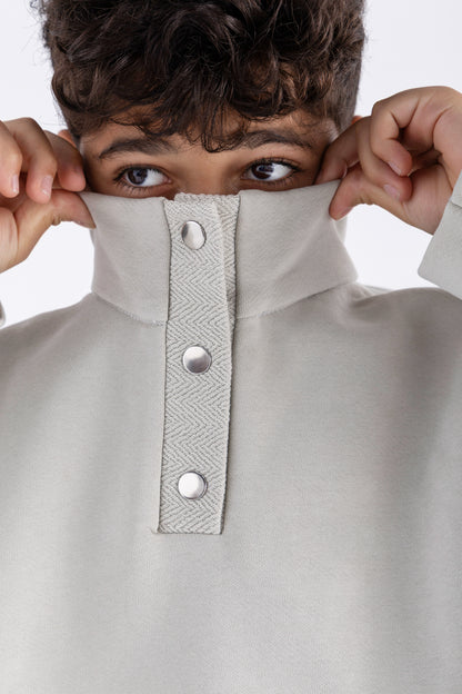 Snap-Mock Sweatshirt