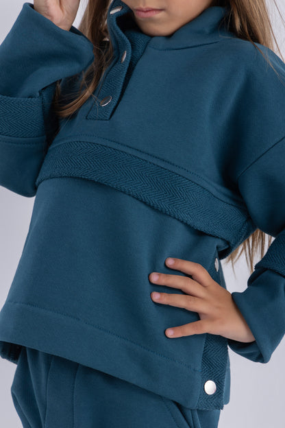 Snap-Mock Sweatshirt