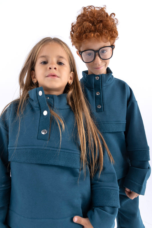 Snap-Mock Sweatshirt